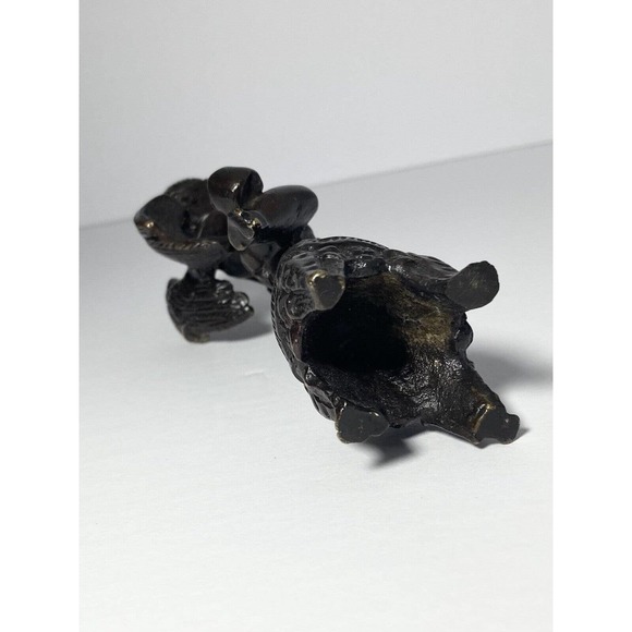 Antique Early 1900’s French Cherub Putti Playing Flute Bronze Statuette 5 3/4” - Picture 9 of 10